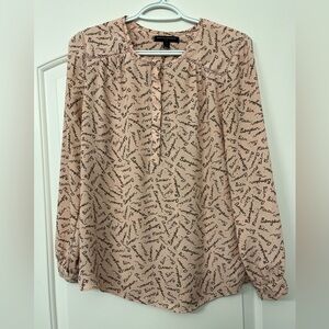 Banana Republic Blush Script Print Blouse